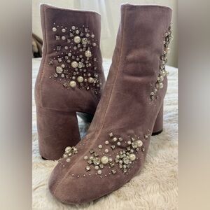 Zara Purple Heeled Boots with Glamorous Studs